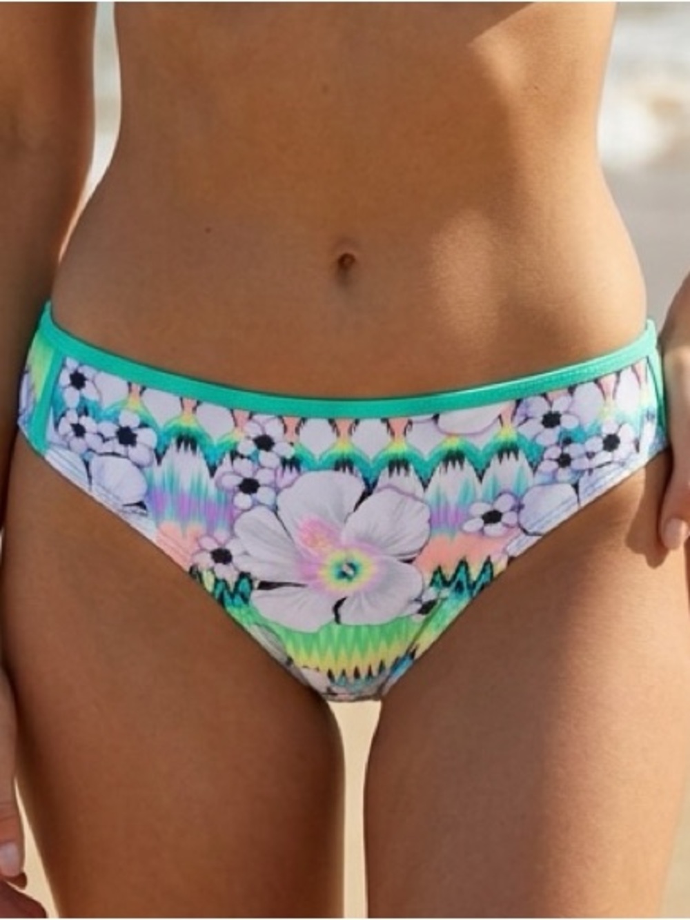 OP Ocean Pacific Floral Ikat Bikini Bottoms Size XL (15-17)